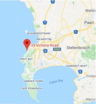 Map of Cape Town showing where Ocean View House is located
